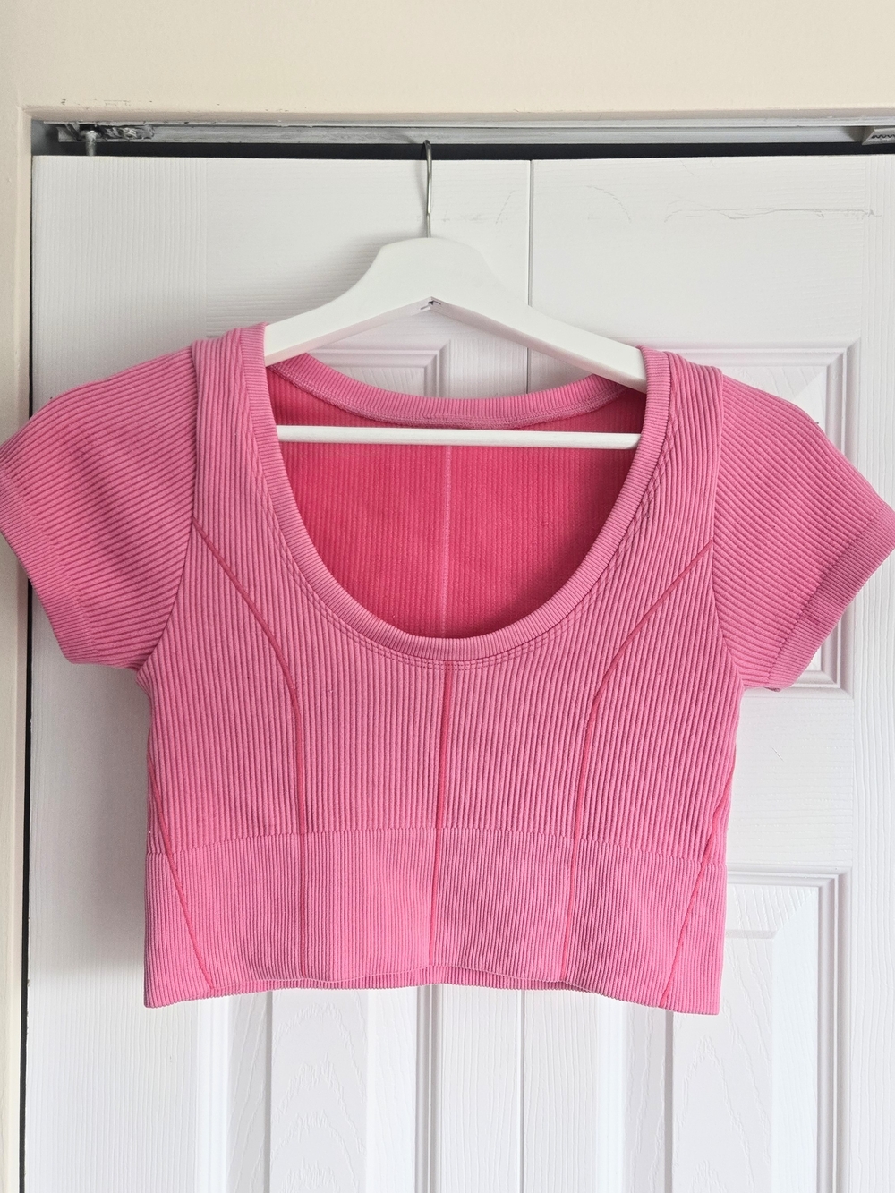 aerie Pink Ribbed Scoop Crop Top